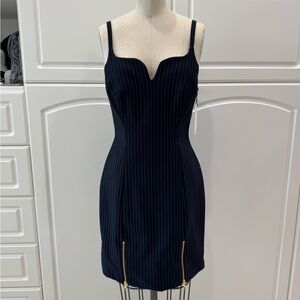 Pin Stripes Dress / Navy Blue